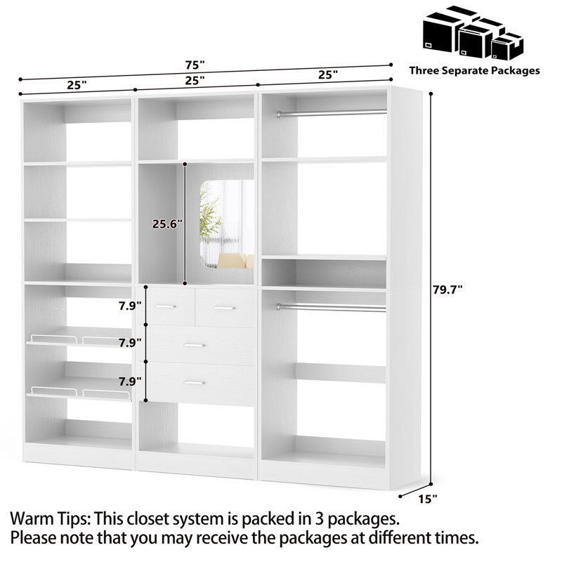 Lune's Closet NY様　ご予約 Latitude Run® Danniele Freestanding Closet System with Mirror and